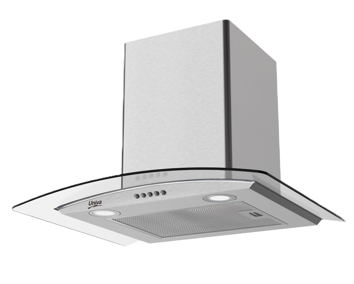 Univa 60cm Wall Mounted Curved Glass Chimney Cooker Hood U600SCG-1-3