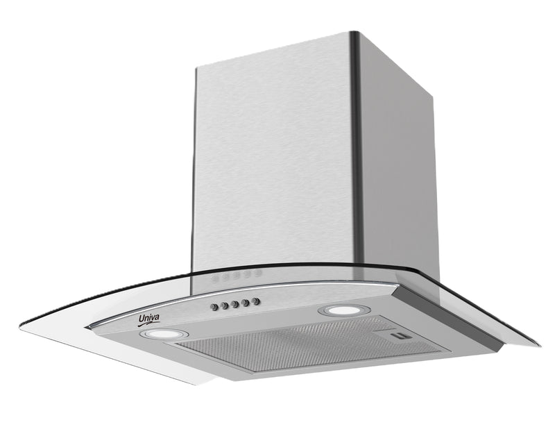Univa 60cm Wall Mounted Curved Glass Chimney Cooker Hood U600SCG-1-3