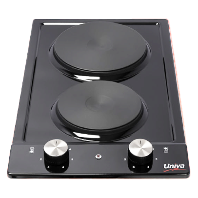 Univa Domino 2 Plate Hob Black UDH02B-1