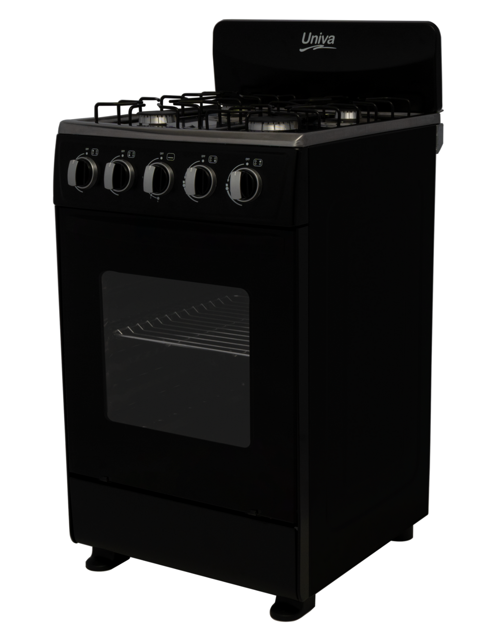 Univa Freestanding 50x50 Full Gas Stove Black UG555 univa-freestanding-50x50-full-gas-stove-black-ug555