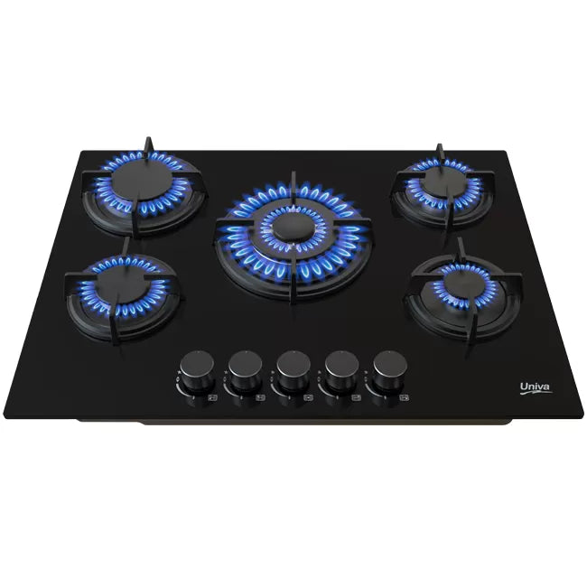 Univa Gas Hob Black Glass UGH750G-1