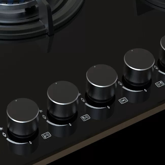 Univa Gas Hob Black Glass UGH750G-3