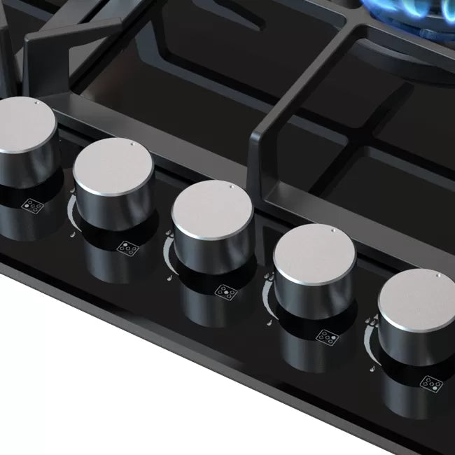 Univa Gas Hob Black Glass UGH950G-3