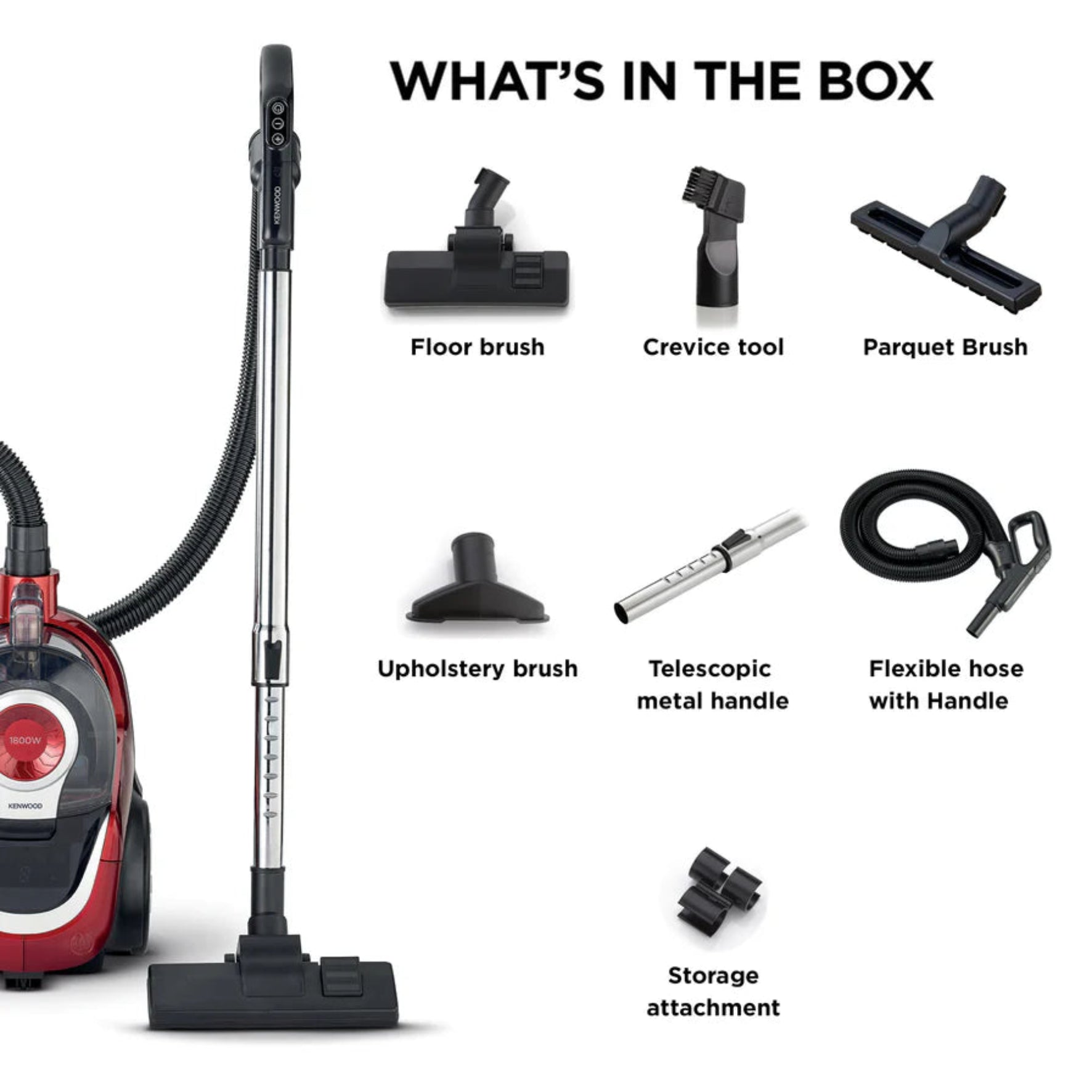 Kenwood Bagless Vacuum Cleaner Black/Red  VBP75.000BR