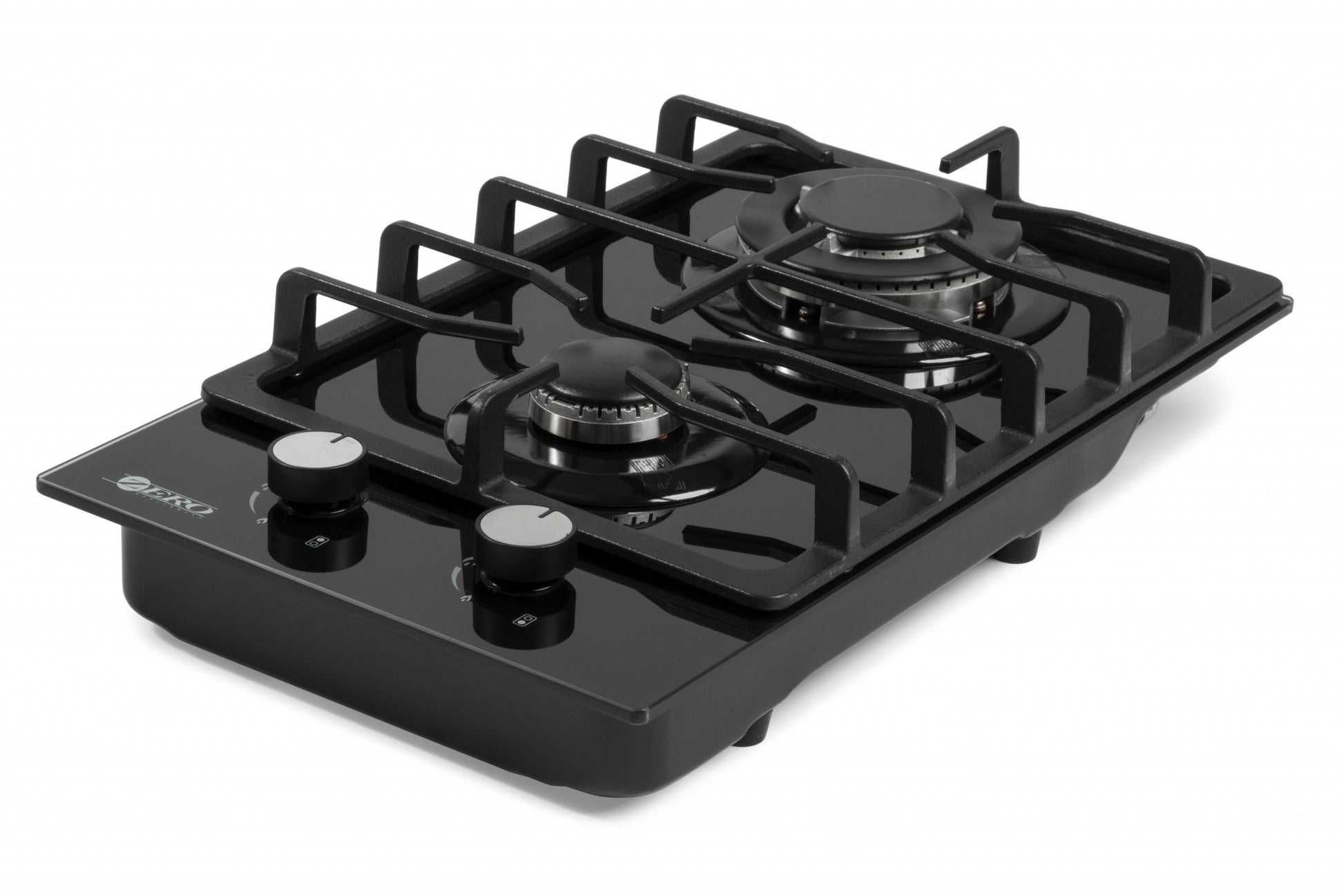 Zero 2 Burner Gas Hob Glass Black 2BURNHOB-2