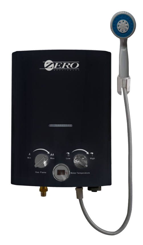 Zero 5.5L Portable Gas Water Heater System Black 5.5GEYSER