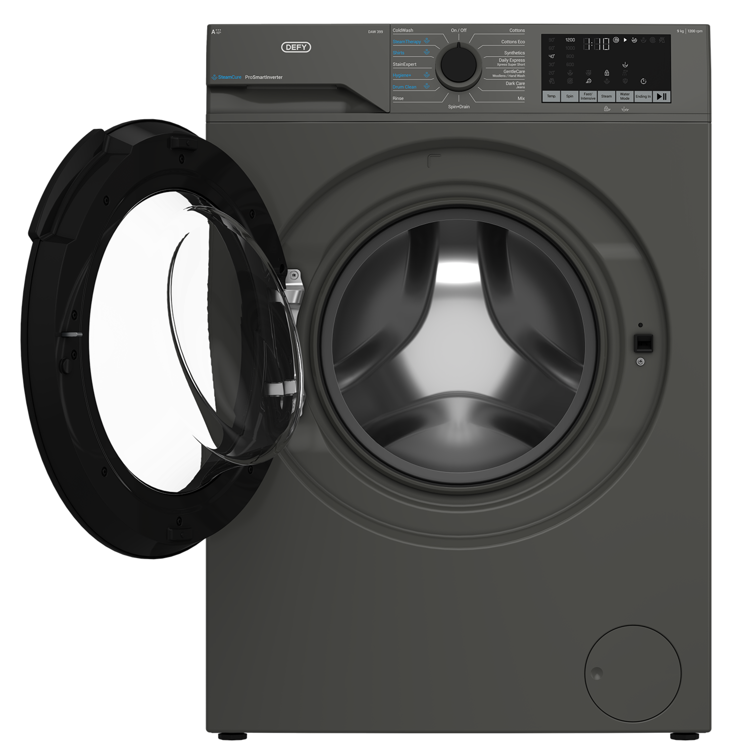 Defy 9kg SteamCure Front Loader Washing Machine Manhattan Grey DAW399-3