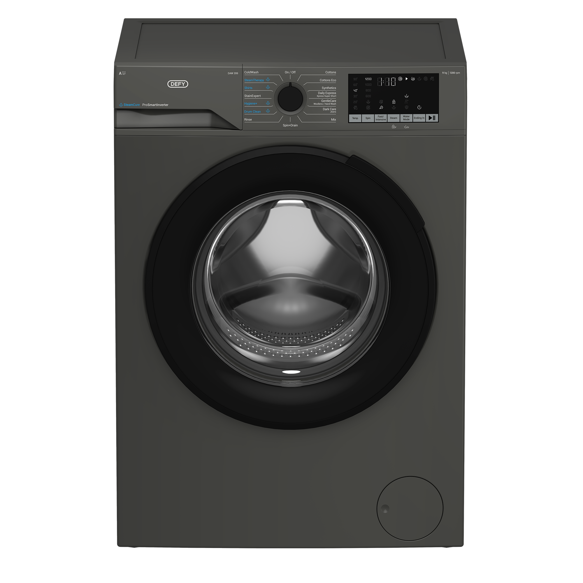 Defy 9kg SteamCure Front Loader Washing Machine Manhattan Grey DAW399