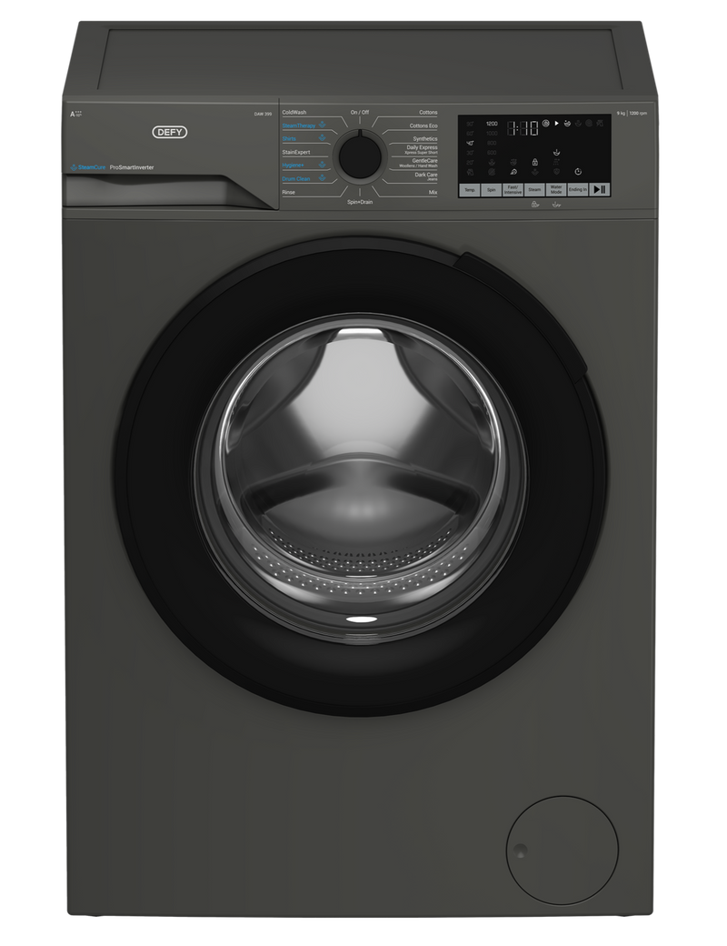 Defy 9kg SteamCure Front Loader Washing Machine Manhattan Grey DAW399-2