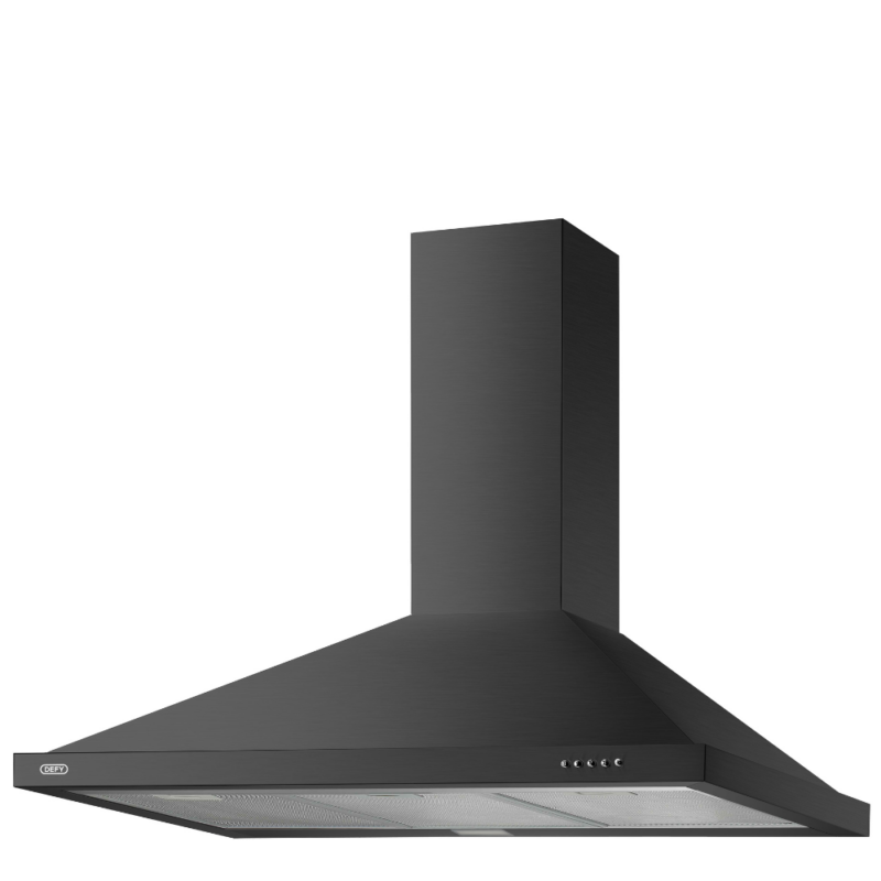 Defy 90cm Chimney Cookerhood Black DCH90CB-1