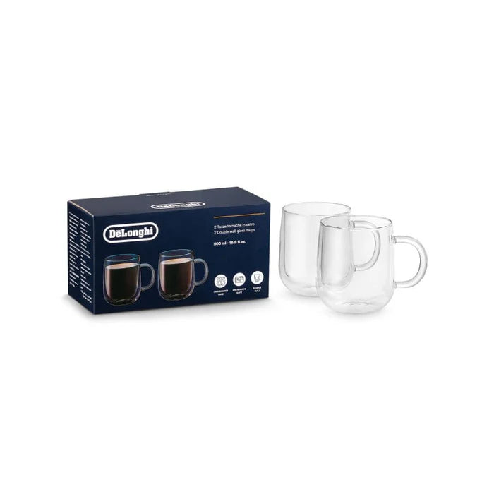DeLonghi Double Wall 500ml Glass Mug Set DLSC327