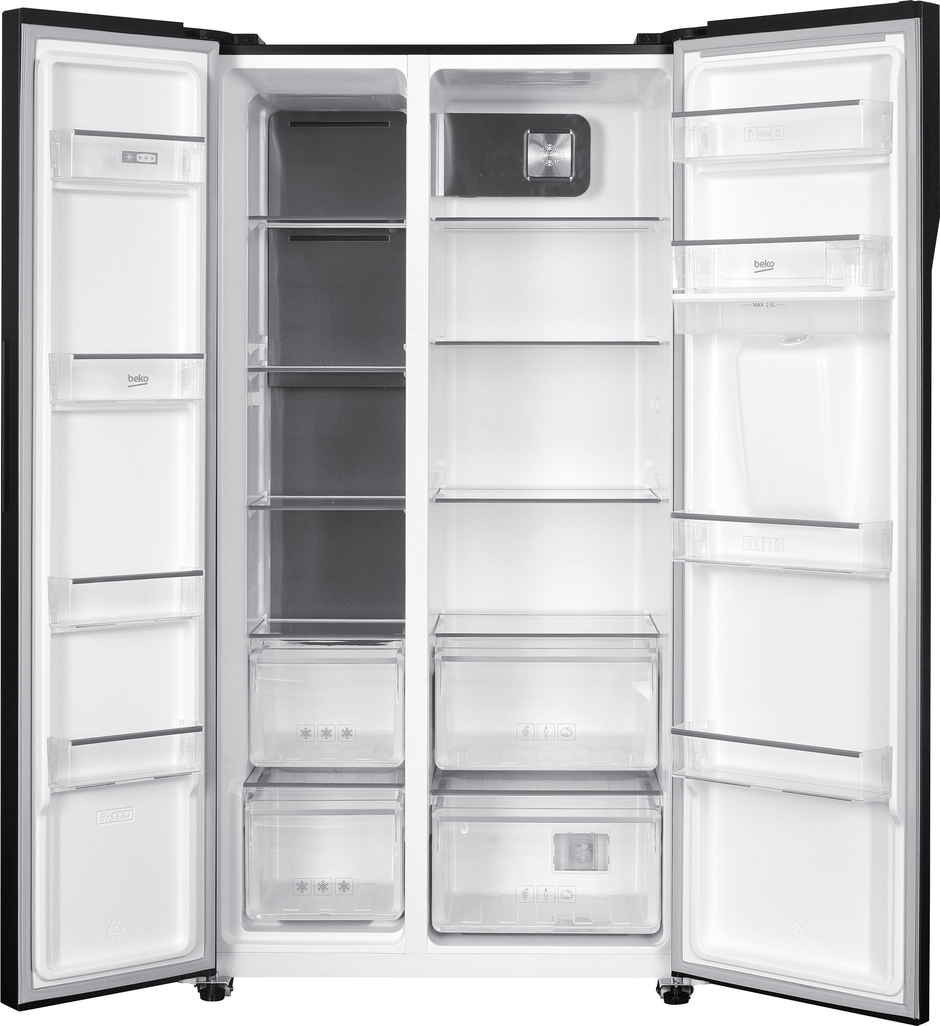 Beko 521L Side-by-Side Fridge 91cm Dark Inox GNO532B-3