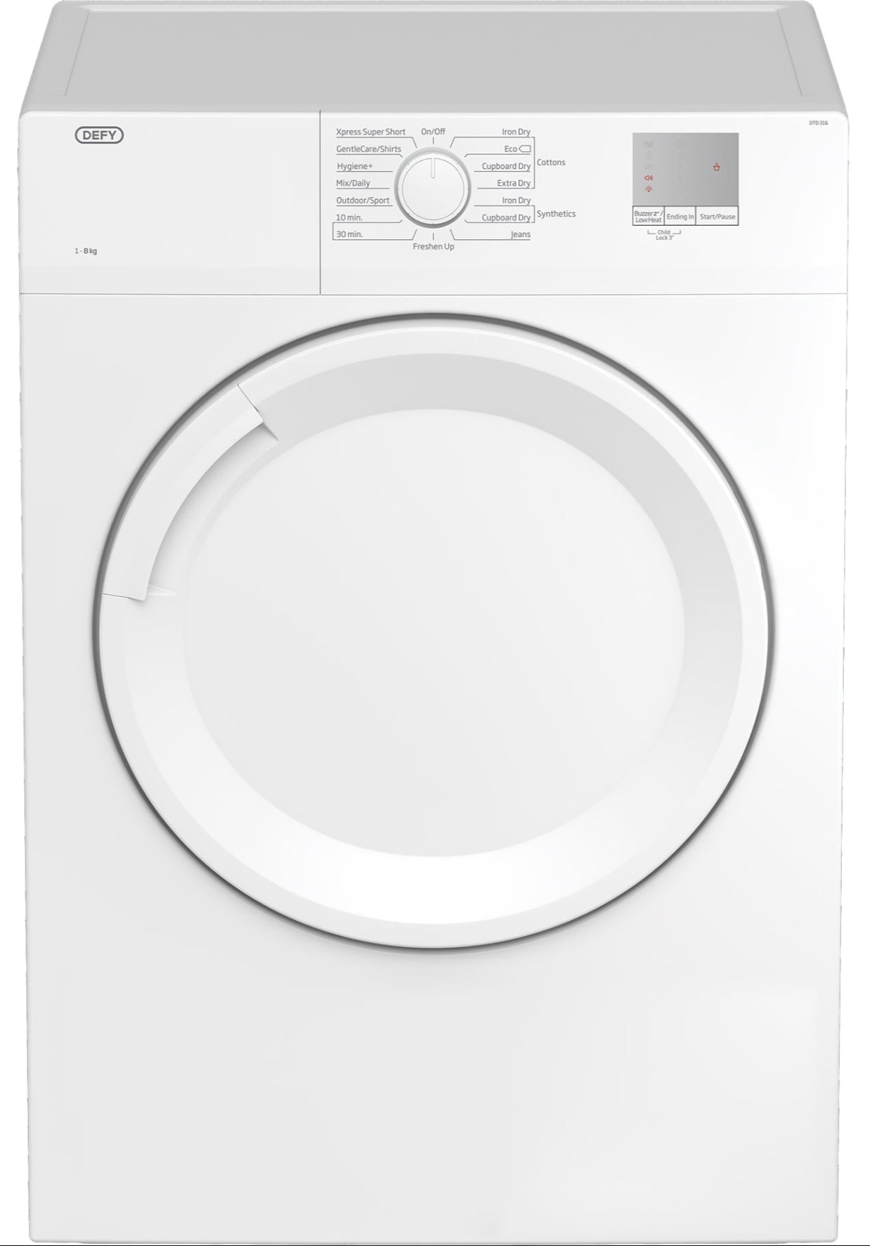 Defy 8kg Auto Dryer White DTD316-1