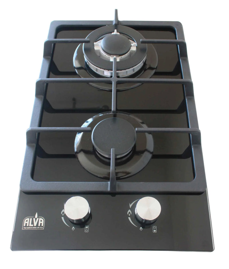 Alva 2 Burner Gas Hob Glass Black GDH202-1
